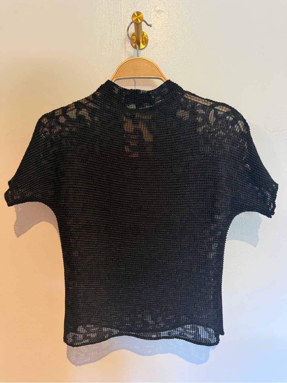 Black Short-Sleeve Mesh Top